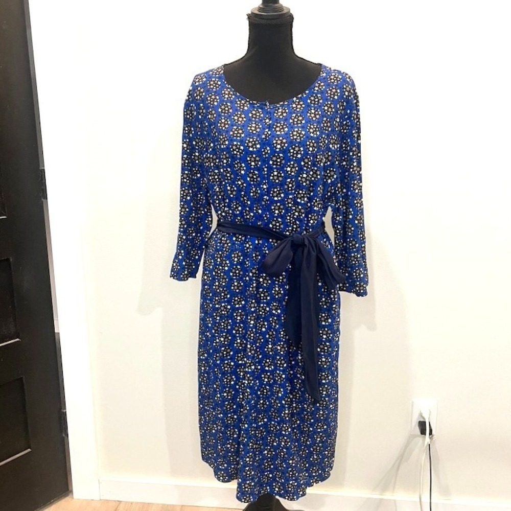 Boden Ottilie Shift Dress Cobalt Blue Starry Spot Stars Sz 16 Pockets Celestial